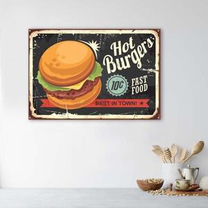Obraz na plátně Horké hamburgery Retro Sign - 60x40 cm