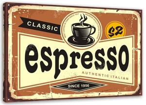 Obraz na plátně Retro Sign Coffee Espresso - 100x70 cm