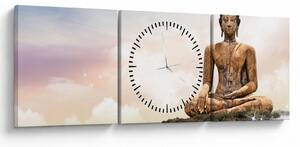 Obraz - Buddha dohlížející na zemi (s hodinami) (90x30 cm)