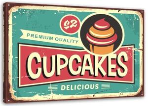 Obraz na plátně Podpis Retro plakát Cupcakes - 90x60 cm