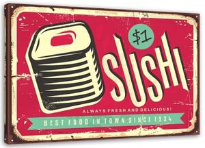 Obraz na plátně Znaky Retro plakát Sushi - 100x70 cm