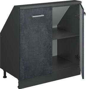 Kuchyňská skříňka pod šikmou střechu Vicco R-Line Černý beton 80 cm se 2 dvířky, Model 58060