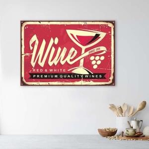 Obraz na plátně Znak červeného vína Retro - 60x40 cm