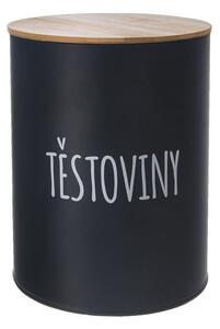 Kulatá plechová dóza TĚSTOVINY Black