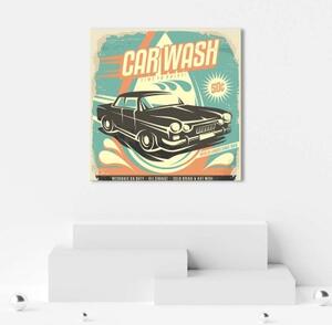 Obraz na plátně Myčka aut Vintage Sign - 30x30 cm