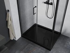 MEXEN - Apia sprchový kout, posuvné dveře, 100 x 80 cm, transparentní, černá + vanička Flat, černá - 840-100-080-70-00-4070B