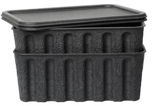 Úložný box s víkem Paper Pulp Large Charcoal – set 2 ks