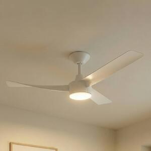 Lucande Stropní ventilátor Airona s LED osvětlením, bílý, stejnosměrný, tichý,, stmívatelný, Bílá / opál, Obývací pokoj / jídelna, Plast, Moderní