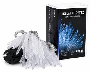 TESLA lighting Tesla - vánoční řetěz Rampouch 7cm, 50LED, 6500K, 5m + 3m kabel, 230V, časovač, IP44