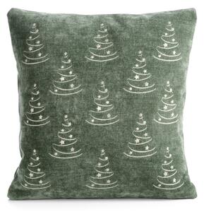 VÁNOČNÍ DEKORAČNÍ POVLAK NA POLŠTÁŘ TREE 45X45 CM TMAVĚ MÁTOVÝ