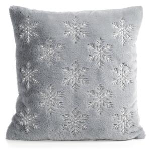 CHLUPATÝ VÁNOČNÍ DEKORAČNÍ POVLAK NA POLŠTÁŘ SNOWY 45X45 CM ŠEDÝ