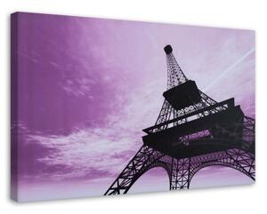 Obraz na plátně Eiffelova věž v Paříži Fialová - 100x70 cm