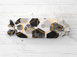Biante Polštář válec bonbon Sandra SA-482 Šedo-černé mramorové hexagony 15x40 cm