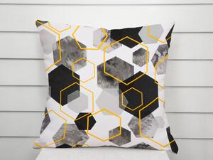 Biante Bavlněný povlak na polštář Sandra SA-482 Šedo-černé mramorové hexagony 50 x 70 cm
