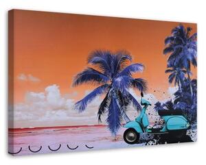 Obraz na plátně Beach Palm Scooter - 100x70 cm
