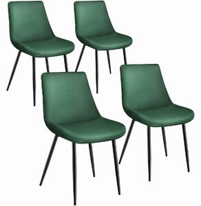 Tectake 404930 sada 4 židlí monroe v sametovém vzhledu - tmavě zelená