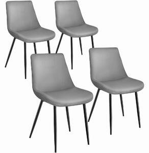 Tectake 404933 sada 4 židlí monroe v sametovém vzhledu - šedá