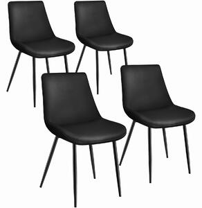 Tectake 404936 sada 4 židlí monroe v sametovém vzhledu - černá