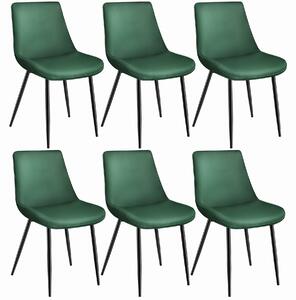 Tectake 404931 sada 6 ks židlí monroe v sametovém vzhledu - tmavě zelená