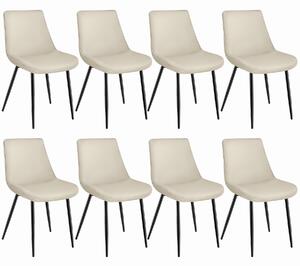 Tectake 404941 sada 8 židlí monroe v sametovém vzhledu - krémová
