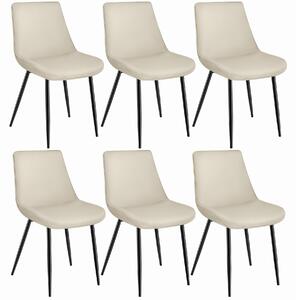 Tectake 404940 sada 6 ks židlí monroe v sametovém vzhledu - krémová