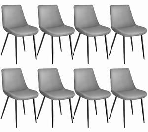 Tectake 404935 sada 8 židlí monroe v sametovém vzhledu - šedá