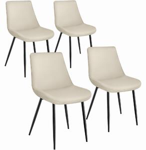 Tectake 404939 sada 4 židlí monroe v sametovém vzhledu - krémová