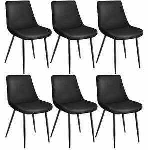 Tectake 404937 sada 6 ks židlí monroe v sametovém vzhledu - černá
