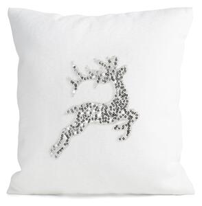 CHLUPATÝ VÁNOČNÍ DEKORAČNÍ POVLAK NA POLŠTÁŘ DEER 45X45 CM BÍLÝ