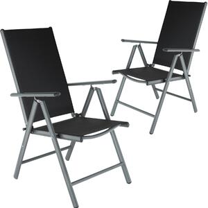Tectake 401633 2 zahradní židle hliníkové - černá/antracit