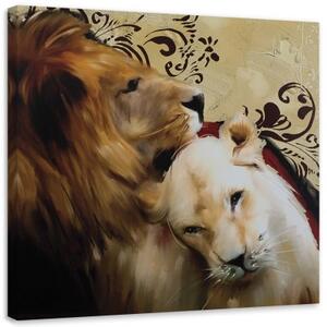Obraz na plátně Lvi Zvířata Brown - 30x30 cm