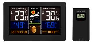 Solight meteostanice, aplikace Smart Life, extra velký barevný LCD, teplota, vlhkost, tlak, USB nabíjení, černá TE81WIFI