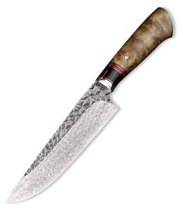 KnifeBoss damaškový nůž Chef 6.8" (172 mm) Burl Wood VG-10