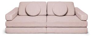 Velký multifunkční skládací bunkr z manšestru SOFA PURE - Světle růžová