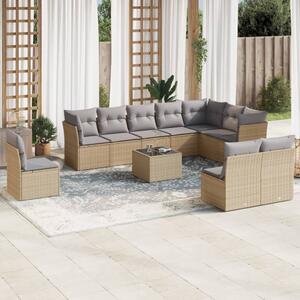 11dílný zahradní sedací souprava s poduškami béžový polyratan 3217809