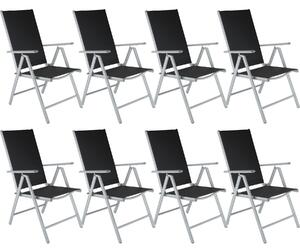 Tectake 404365 8 zahradní židle hliníkové - černá/stříbrná