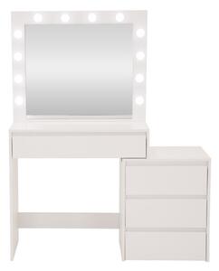 Toaletní stolek s LED zrcadlem bílý 145x35x115cm