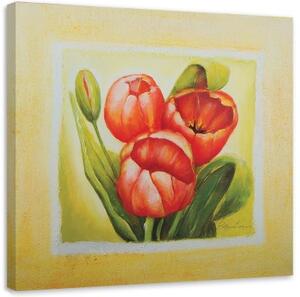 Obraz na plátně Červené tulipány Květiny - 30x30 cm