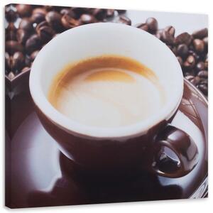 Obraz na plátně Šálek zrnkové kávy - 40x40 cm