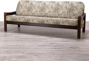 Bielastické potahy MARMO béžové trojkřeslo s dřevěnými rukojeťmi (š. 150 - 200 cm)