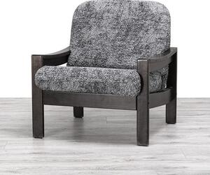 Bielastické potahy MARMO šedé křeslo s dřevěnými rukojeťmi (š. 40 - 70 cm)