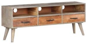 TV stolek šedý 130 x 35 x 51 cm masivní hrubý mangovník 321805