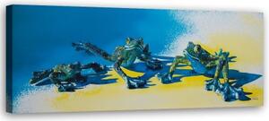 Obraz na plátně Žáby Zvířata Modrá - 90x30 cm