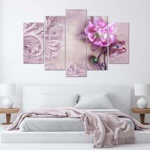 Obraz na plátně pětidílný Růžová květinová abstrakce - 100x70 cm