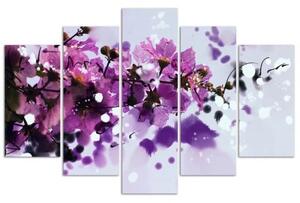 Obraz na plátně pětidílný Květiny Fialová příroda - 150x100 cm