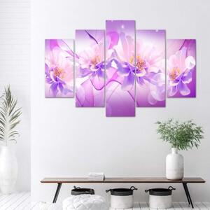 Obraz na plátně pětidílný Fialové přírodní květiny - 100x70 cm