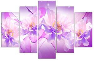 Obraz na plátně pětidílný Fialové přírodní květiny - 100x70 cm