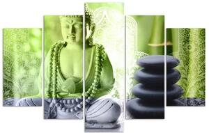 Obraz na plátně pětidílný Buddha Stones Green - 150x100 cm