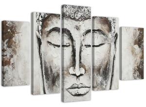Obraz na plátně pětidílný Buddha Grey Zen Spa - 100x70 cm