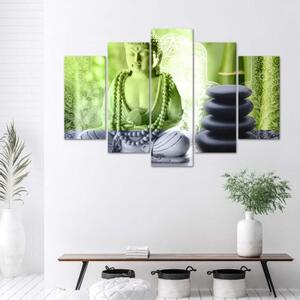 Obraz na plátně pětidílný Buddha Stones Green - 150x100 cm